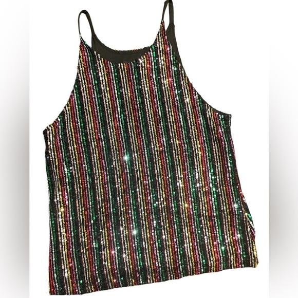 Sanctuary Womens Sequined Party Tank Top Black Size Small - Picture 2 of 6